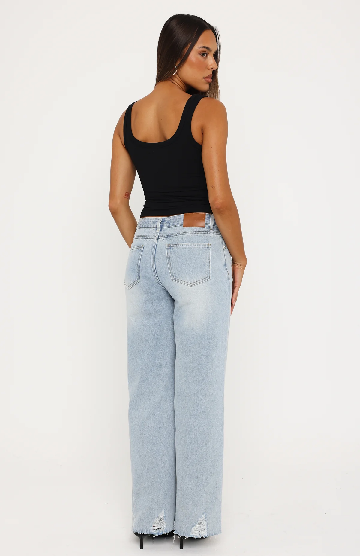 Big City Dreams Mid Rise Wide Leg Jeans Light Blue - Image 4
