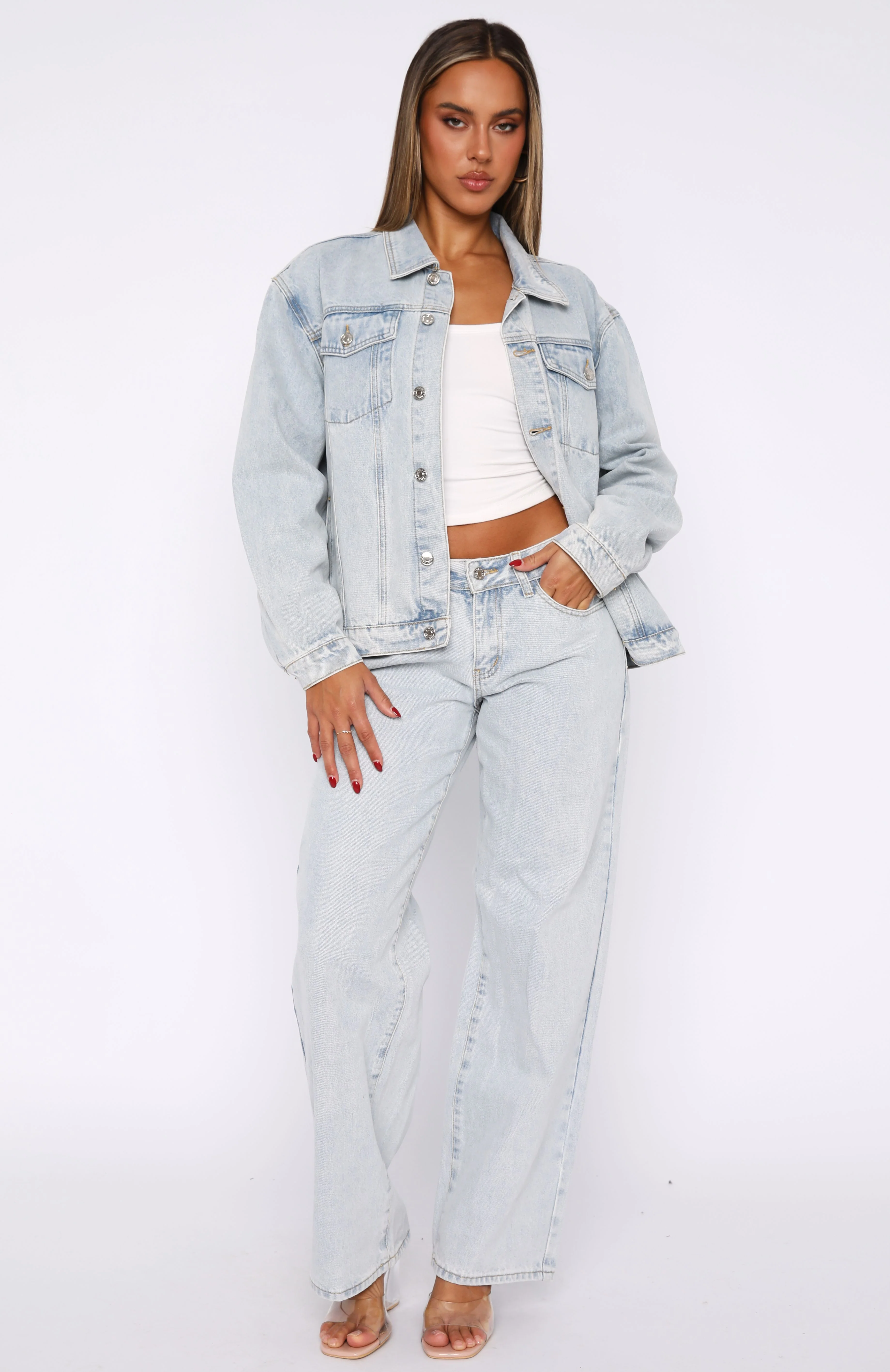 Bring The Style Low Rise Wide Leg Jeans Glacier Blue - Image 5