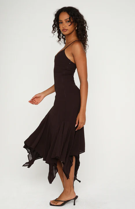 Butterfly Kisses Midi Dress Chocolate - Image 3