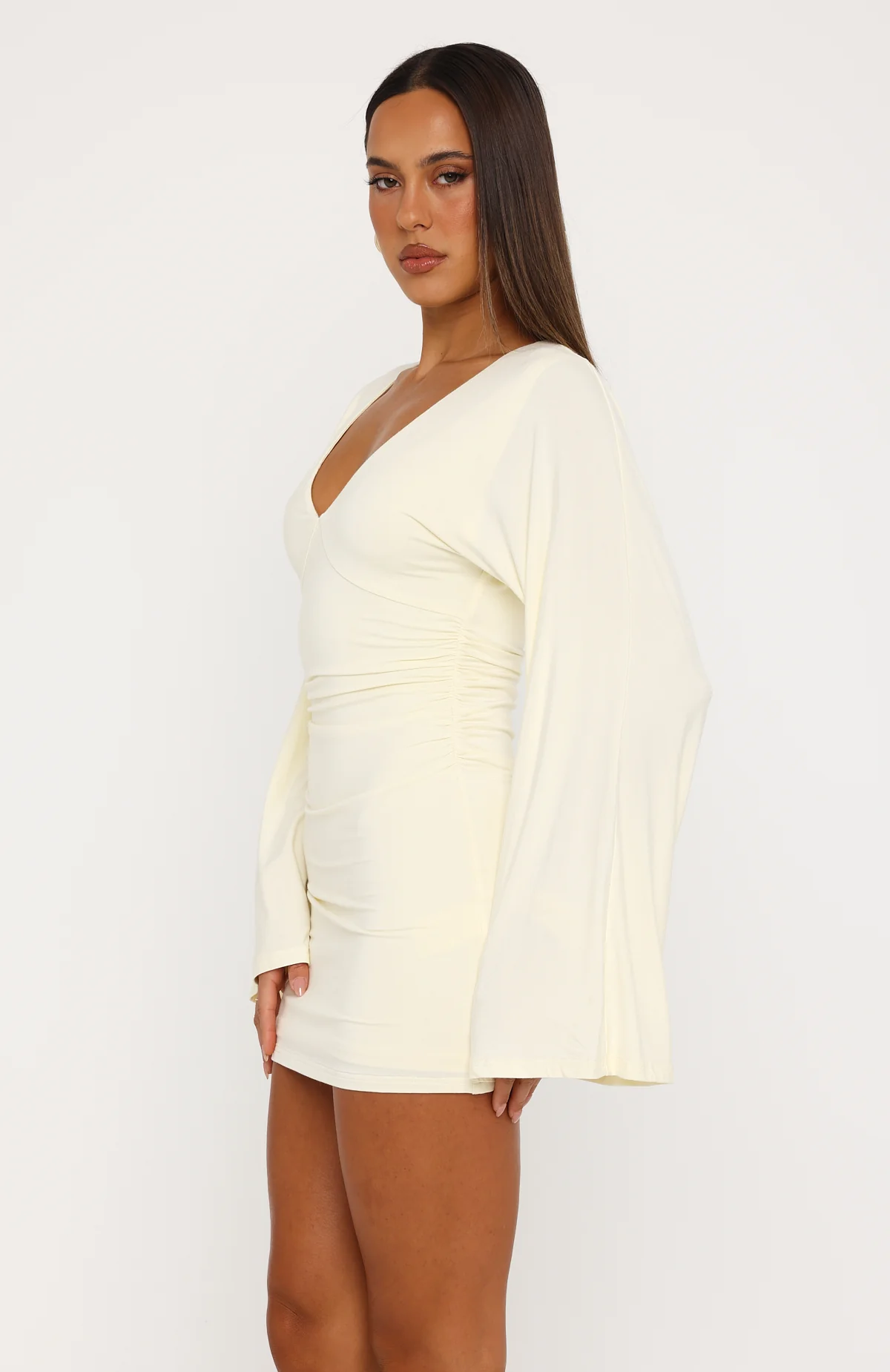 Catch Me At Sunrise Long Sleeve Mini Dress Butter - Image 4