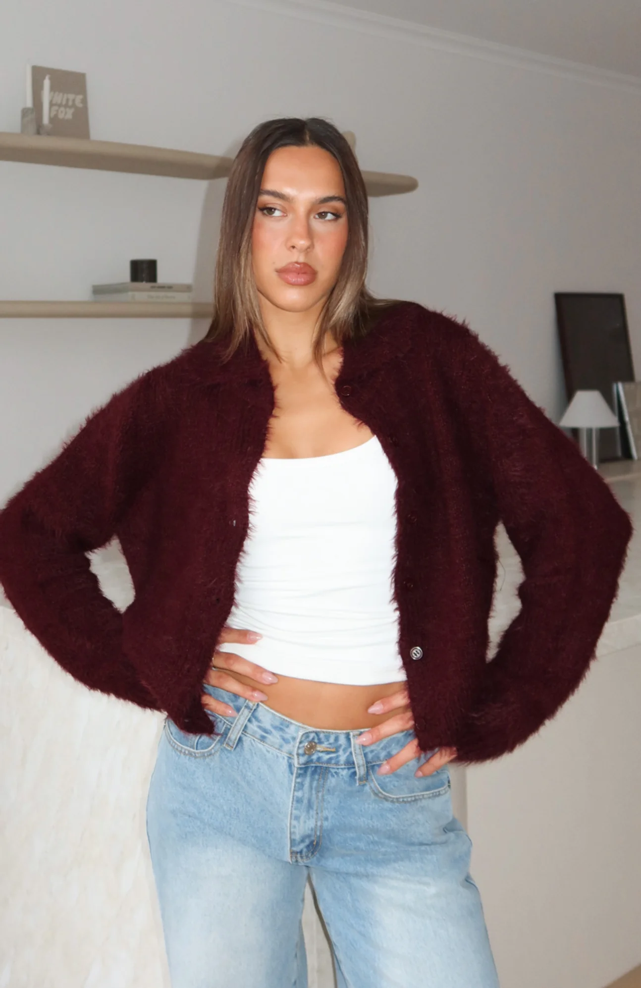 Chill Luxe Knit Cardigan Merlot - Image 6