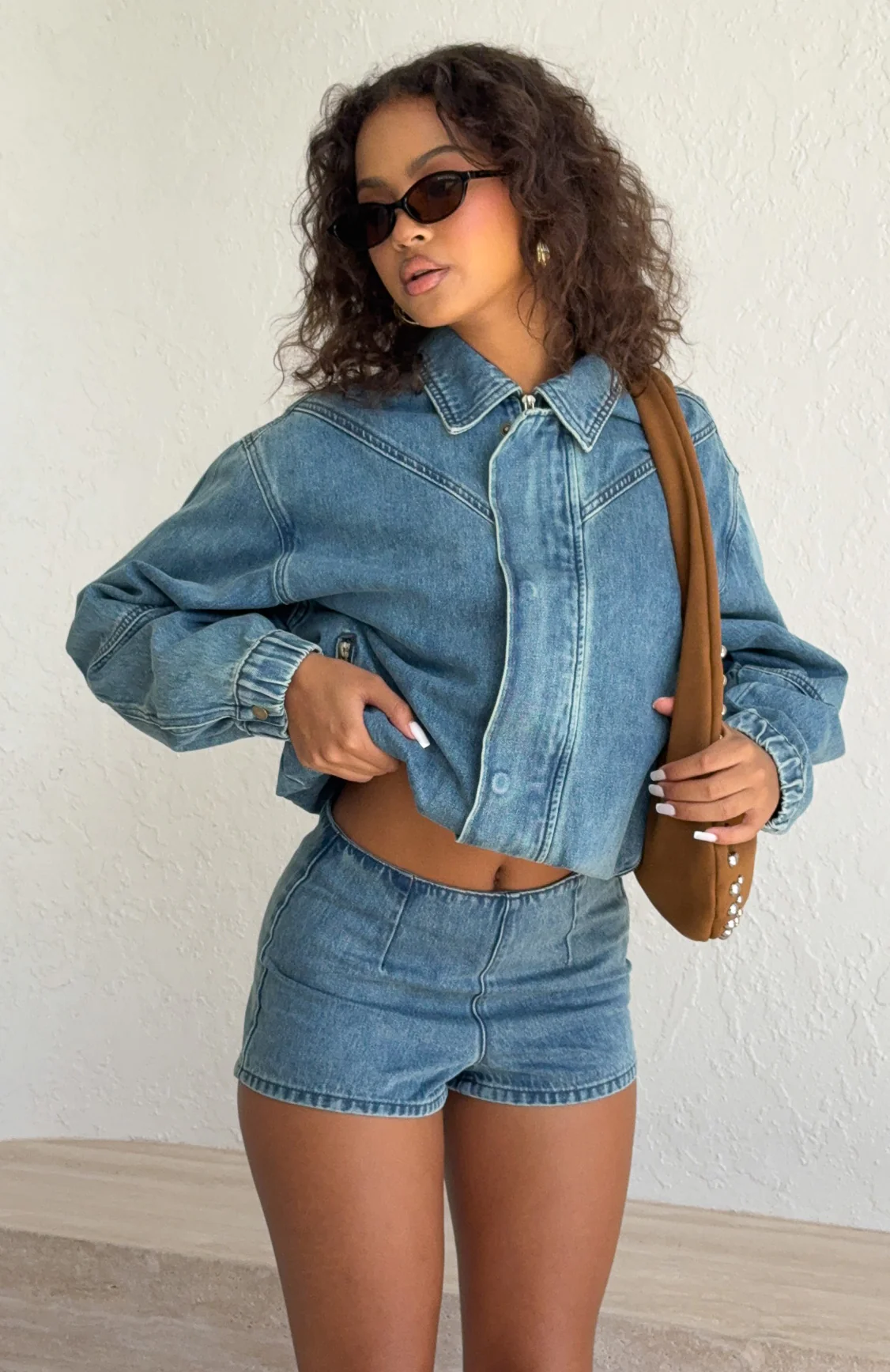 Cooler Than You Denim Shorts Brown Blue Acid - Image 2
