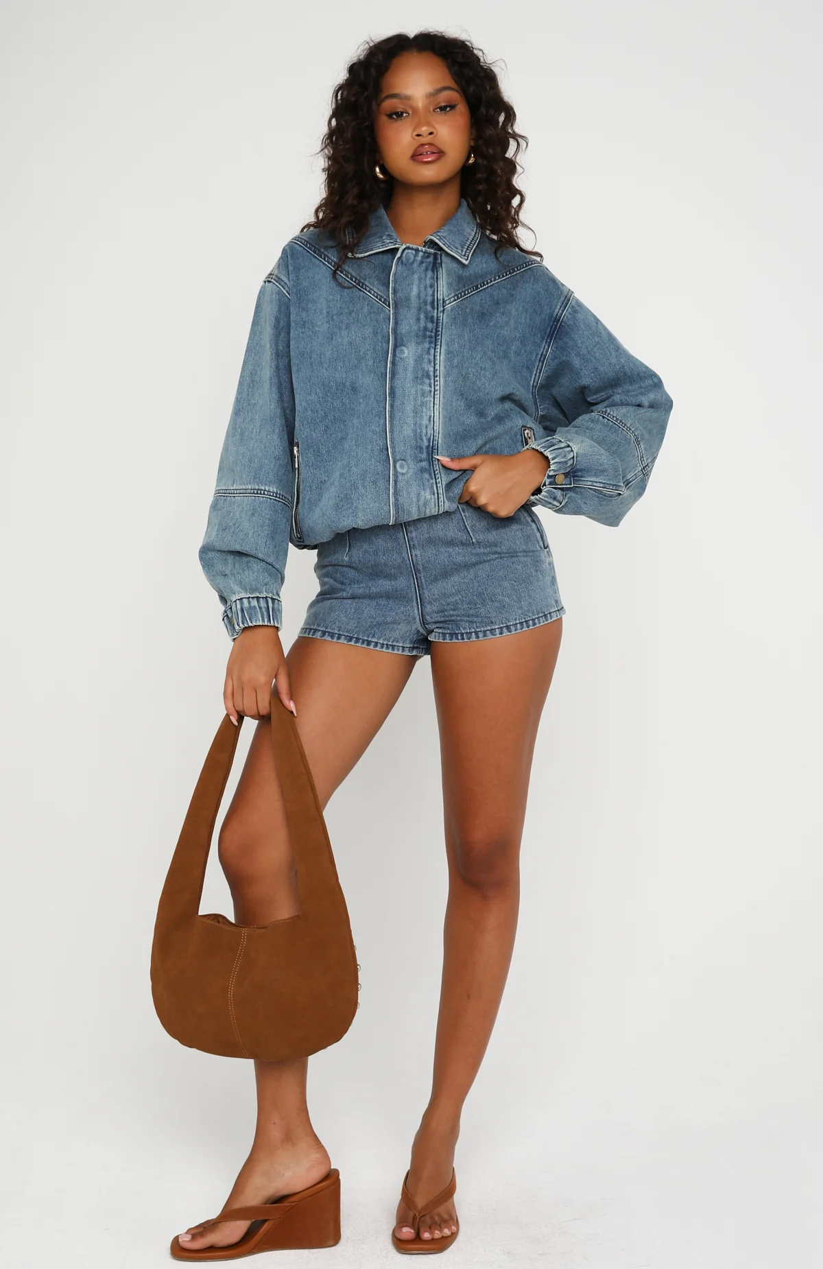 Cooler Than You Denim Shorts Brown Blue Acid - Image 6