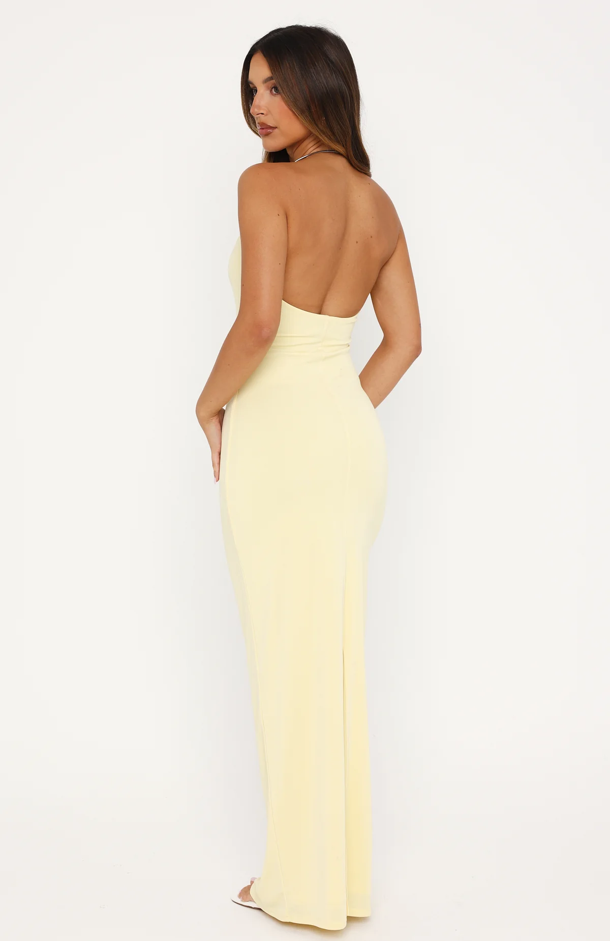 Cute Without Apology Halter Maxi Dress Lemon - Image 4