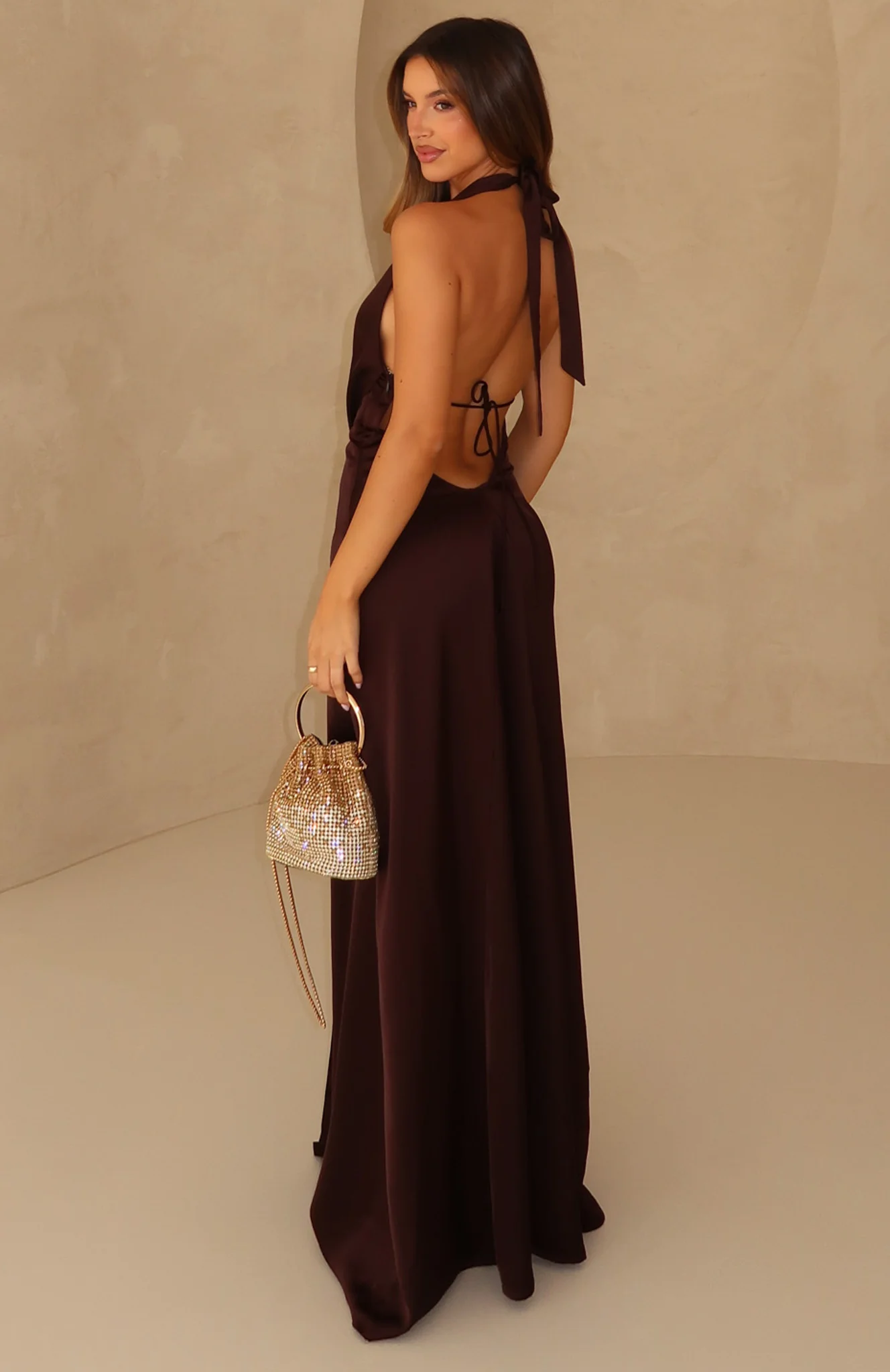 Delicate Delight Maxi Dress Chocolate - Image 2