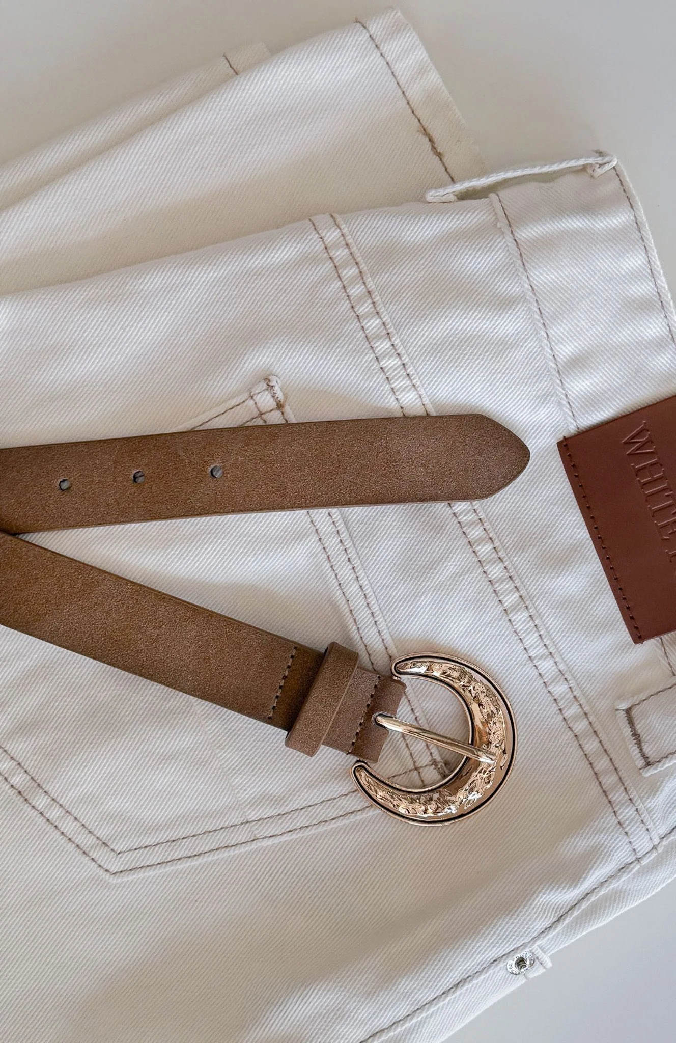 Elanor Belt Tan Faux Suede/Gold - Image 3