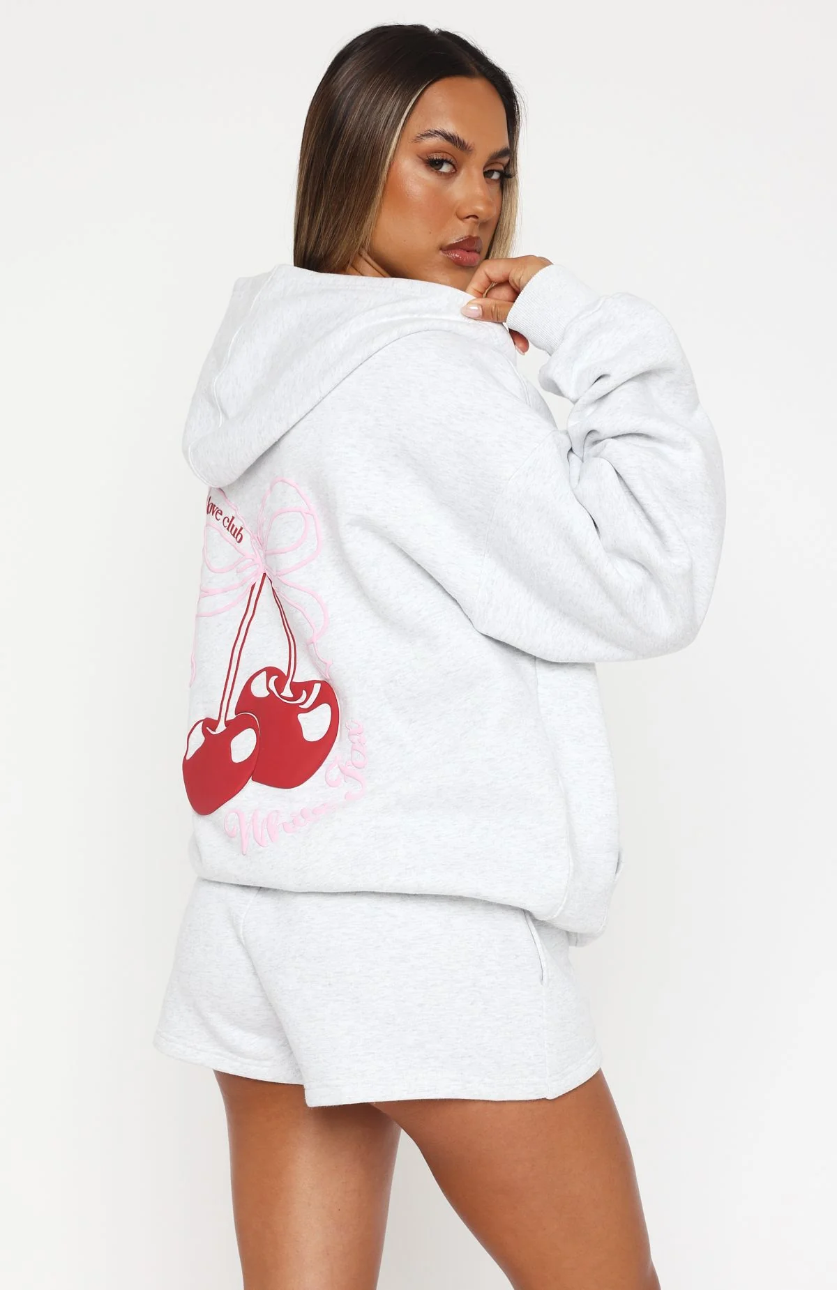 Fell So Hard Zip Front Hoodie Grey Marle - Image 4