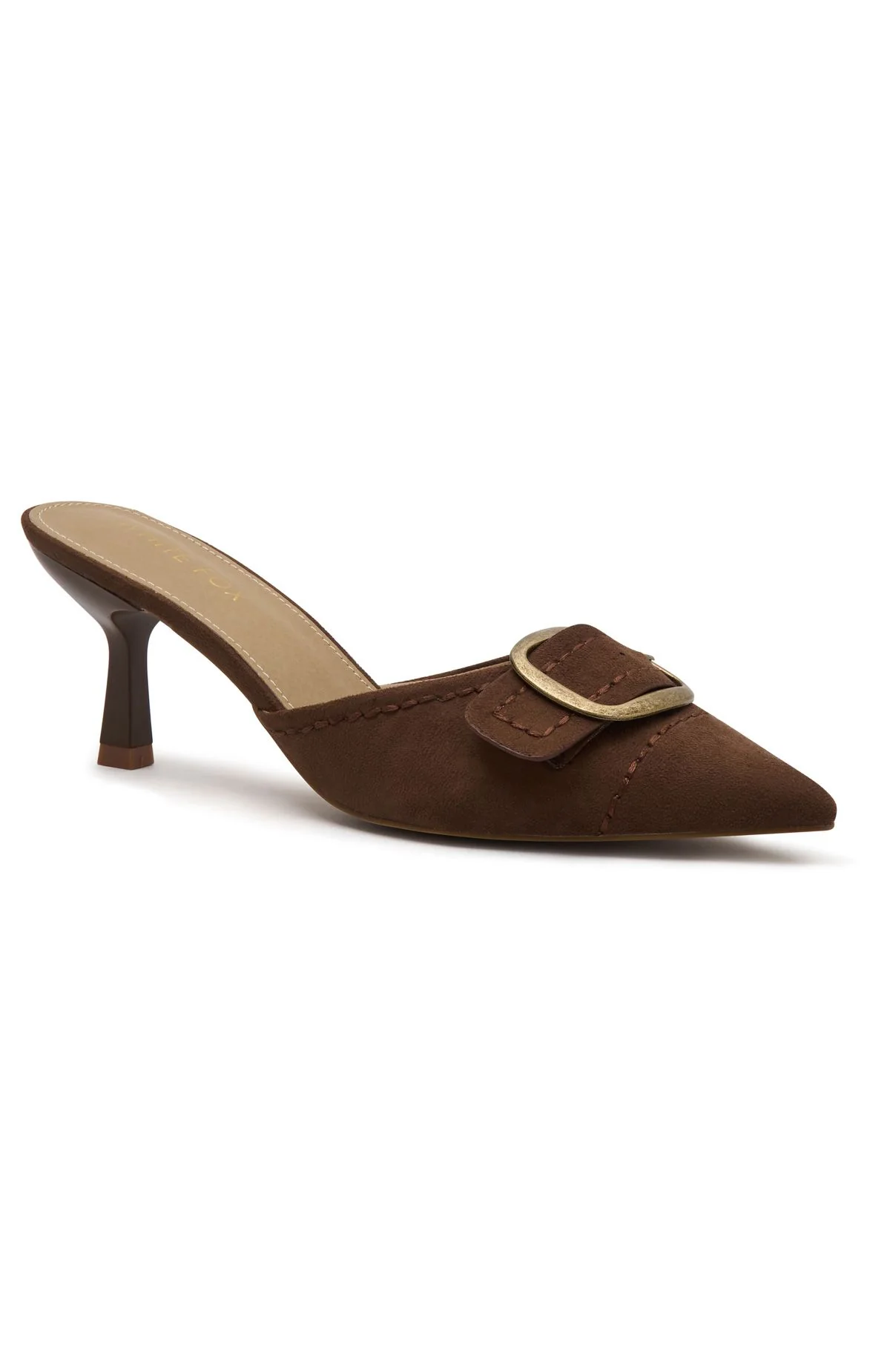 Gino Mules Chocolate Faux Suede - Image 3