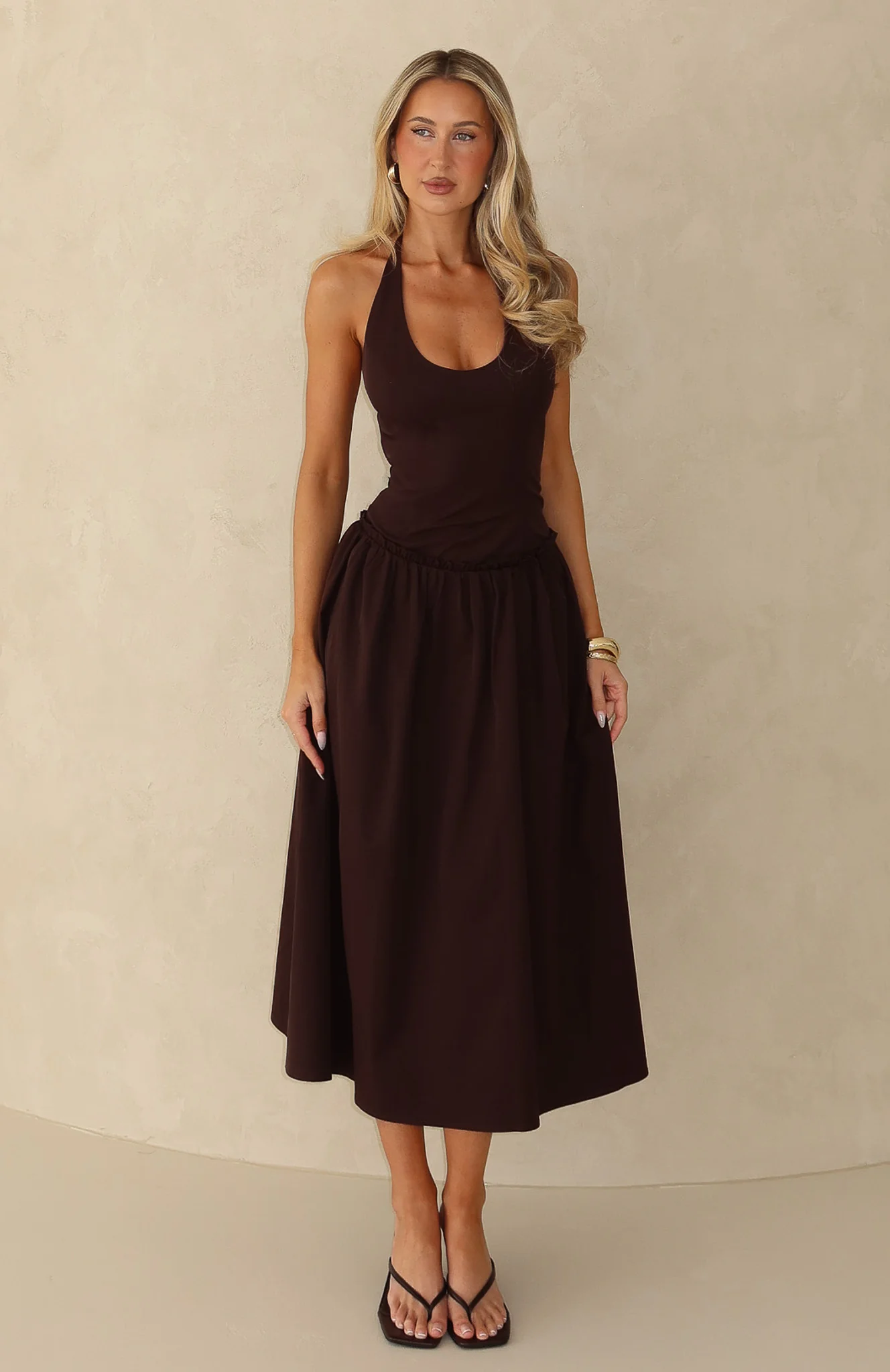 Hot Honey Haze Midi Dress Chocolate