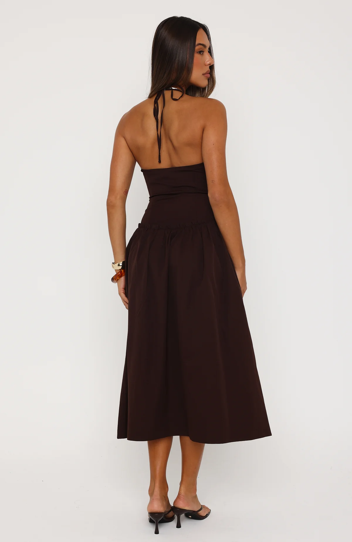 Hot Honey Haze Midi Dress Chocolate - Image 4