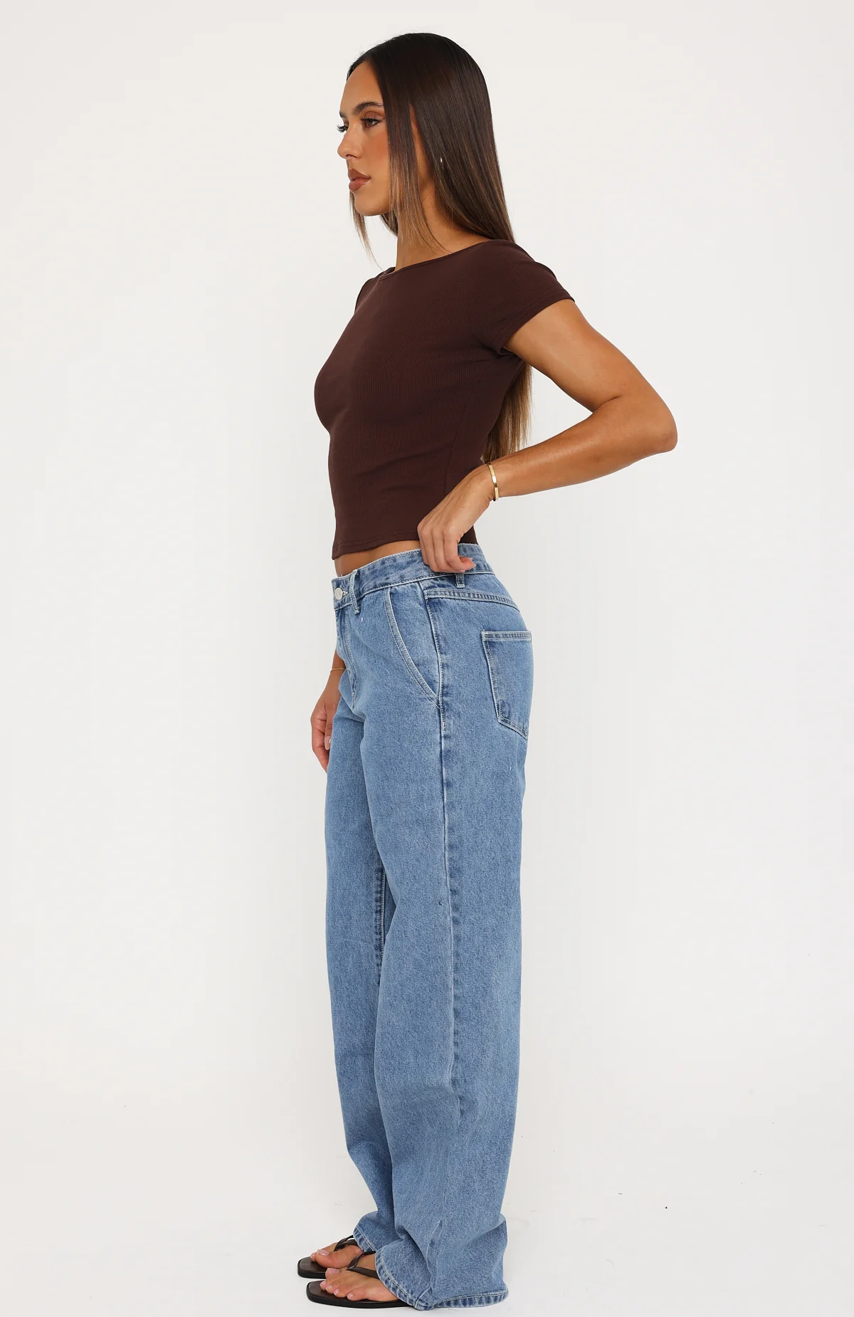 Jealous Side Low Rise Wide Leg Jeans Vintage Blue - Image 3