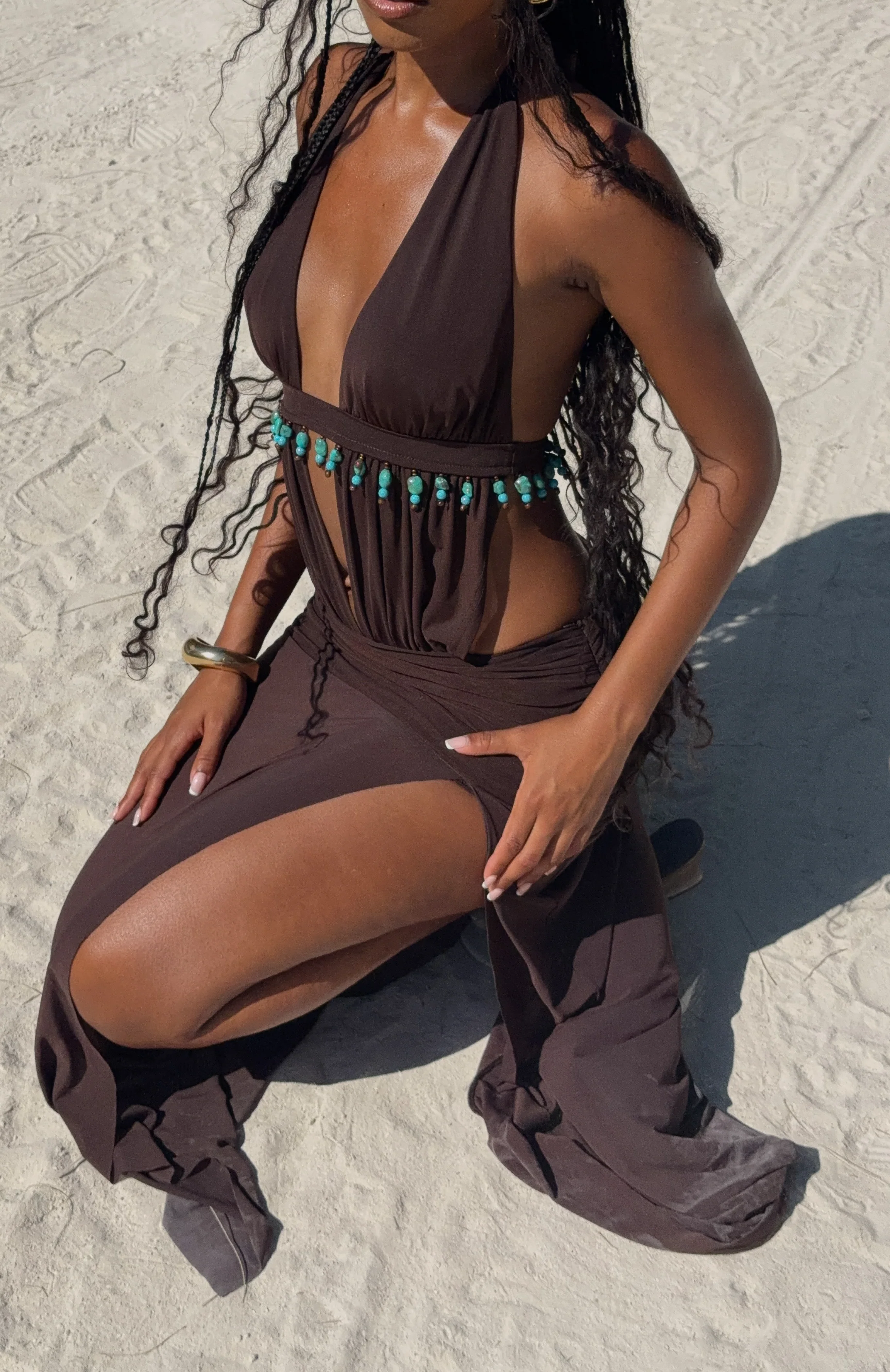 Jungle Glow Maxi Dress Chocolate - Image 8