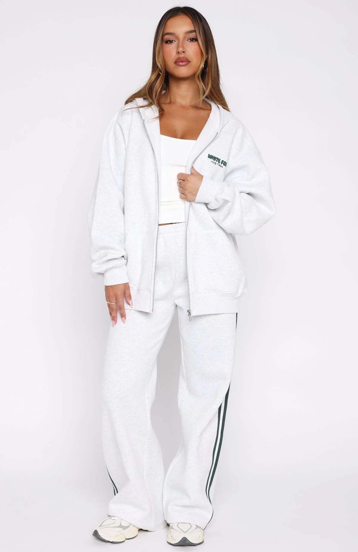 Lucky Thirteen Charise Wide Leg Sweatpants Grey Marle - Image 2