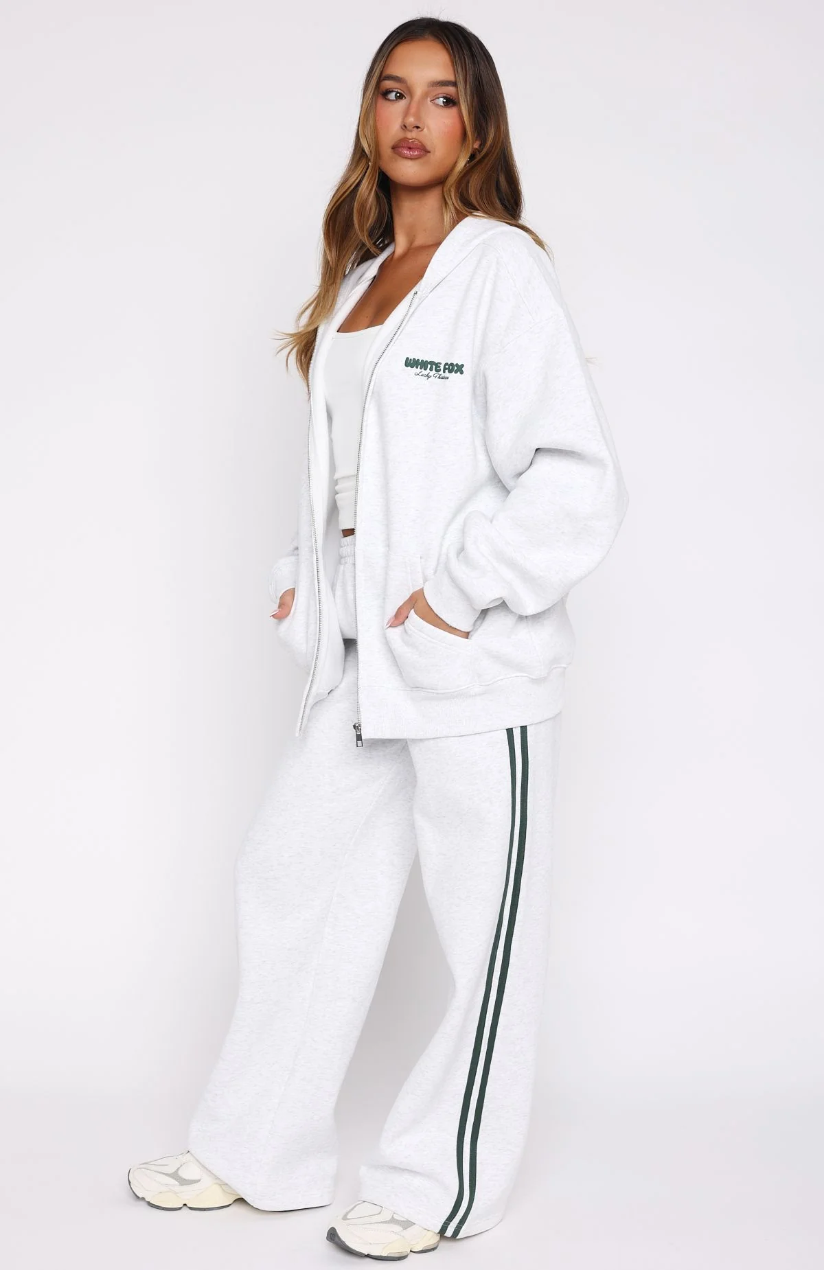 Lucky Thirteen Charise Wide Leg Sweatpants Grey Marle - Image 3