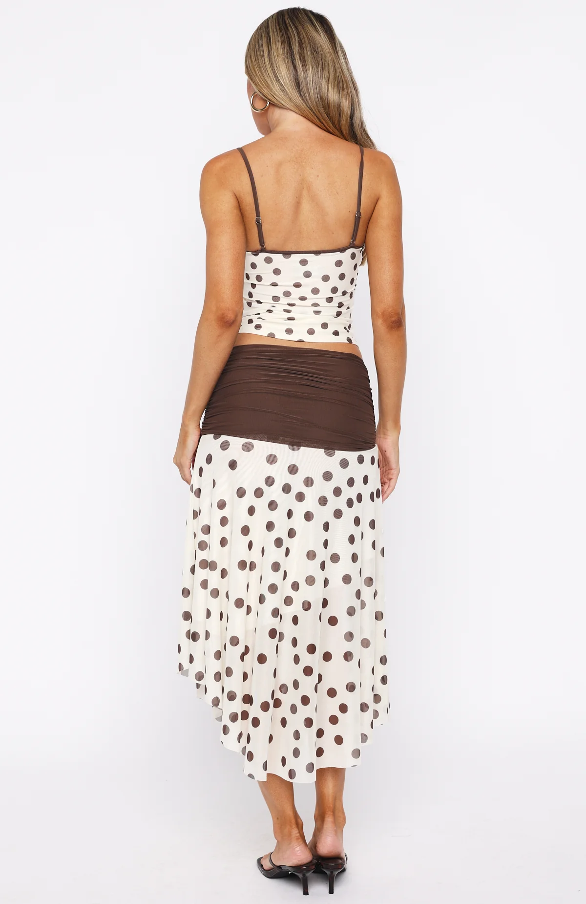 Mediterranean Mirage Midi Skirt Cream/Choc Polka Dot - Image 5