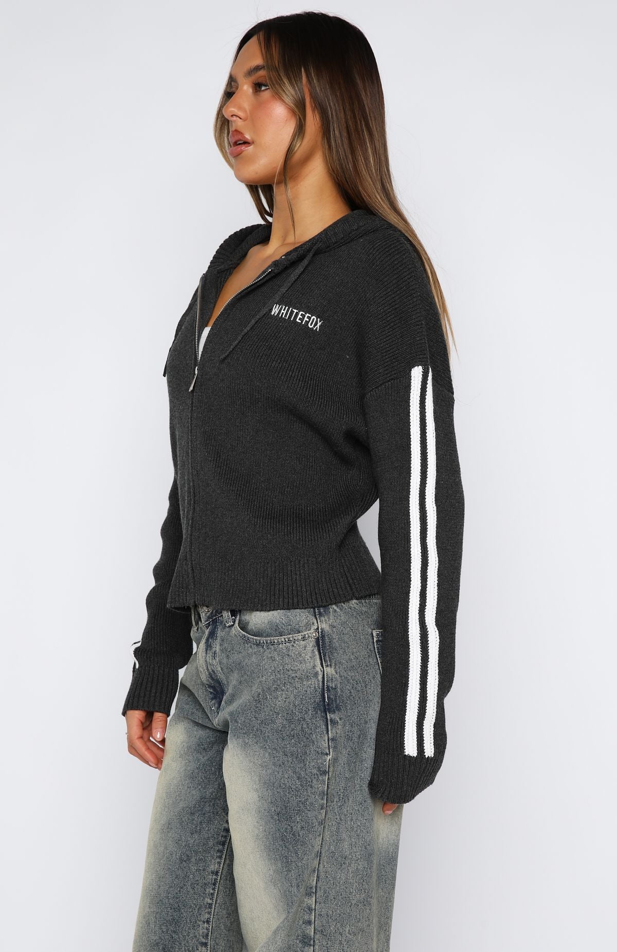 Next One Up Knit Hoodie Charcoal - Image 3