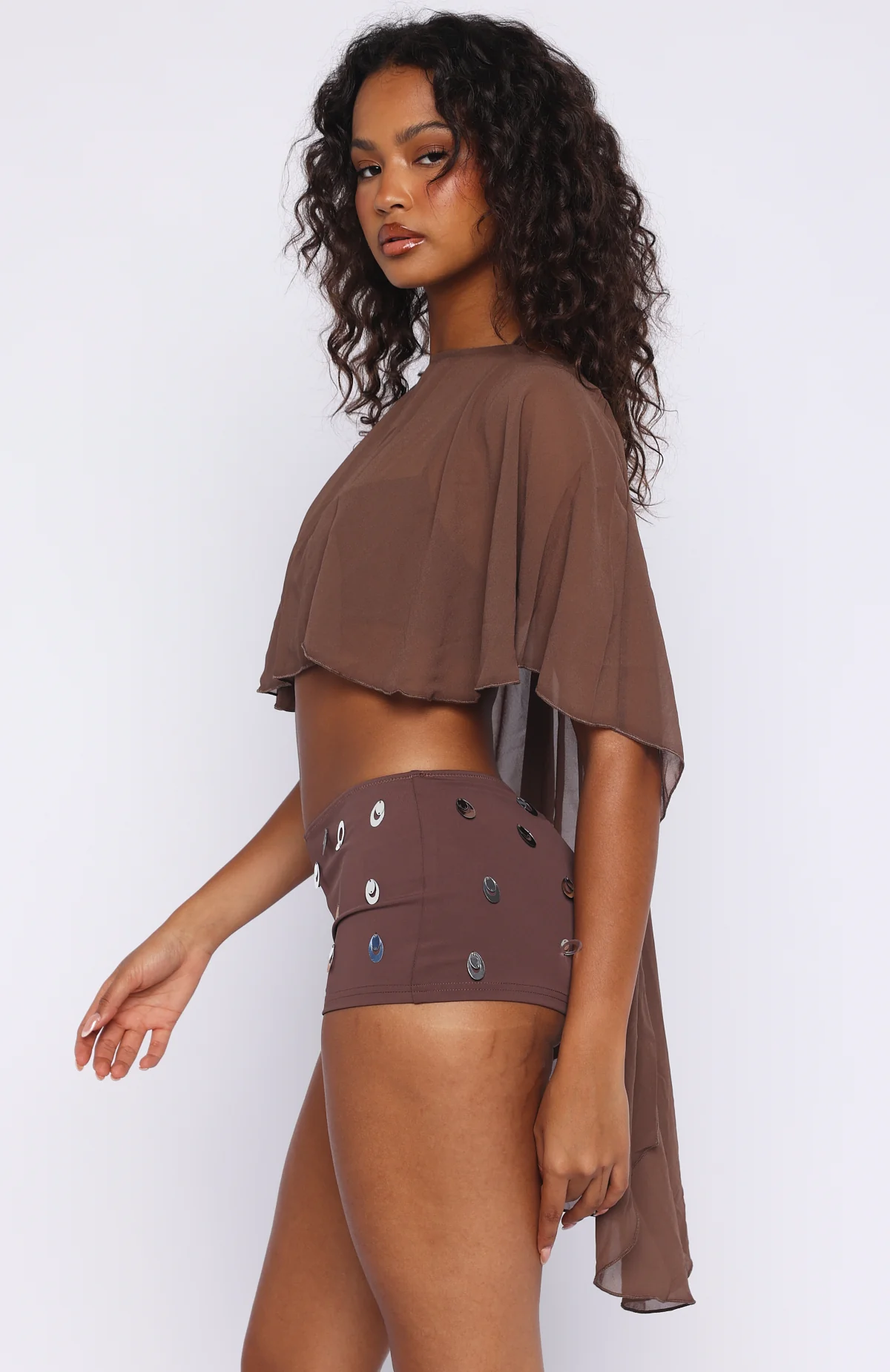 Solar Shade Sequin Shorts Toasted Coconut - Image 4