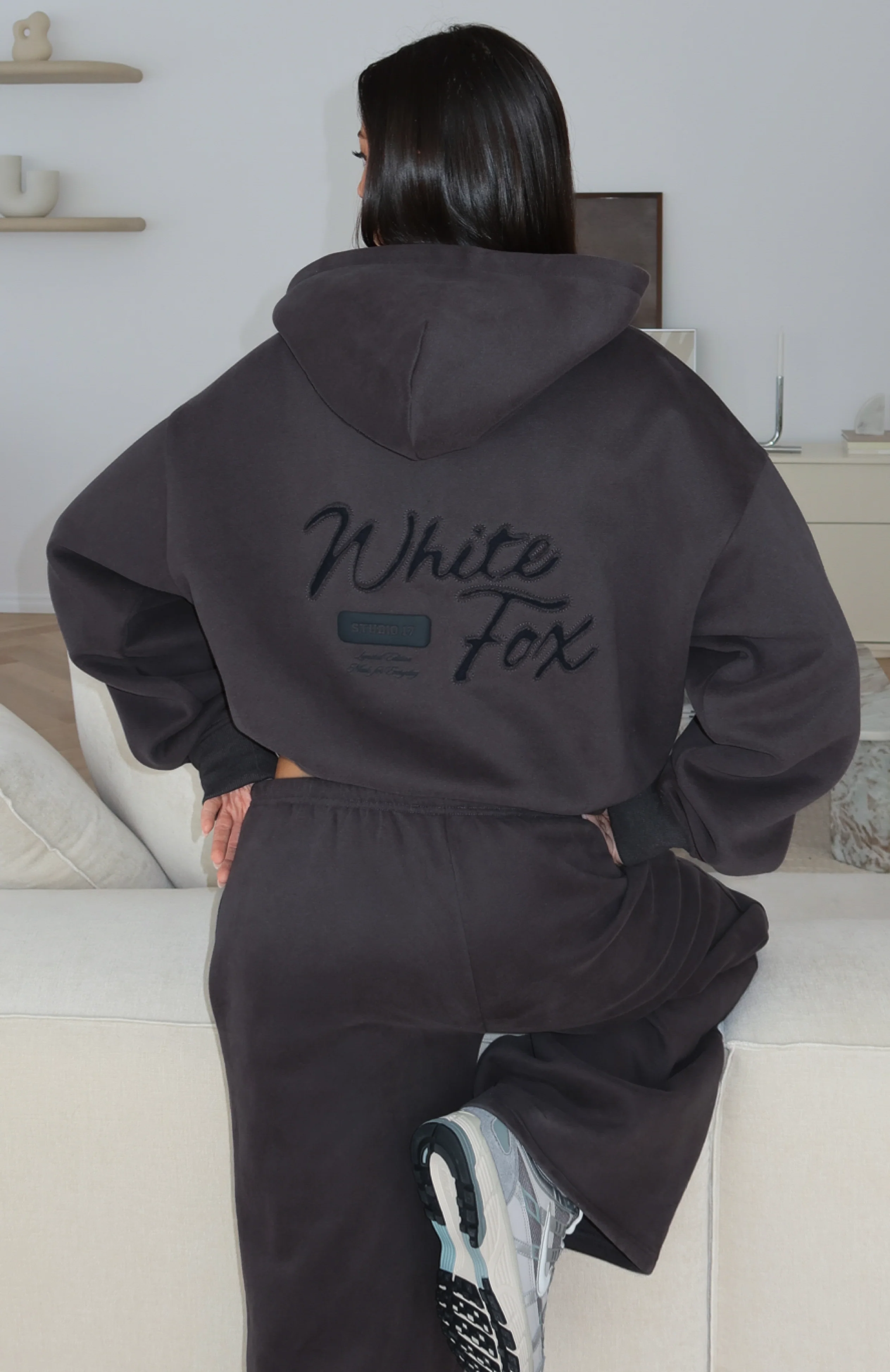 Studio 17 Willa Boxy Zip Front Hoodie Charcoal - Image 2
