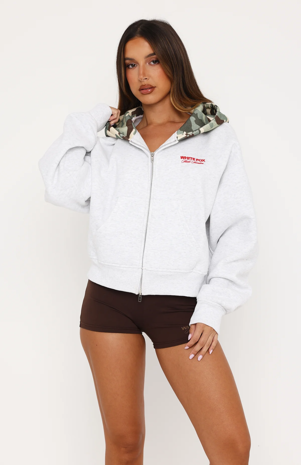 Studio 17 Winona Boxy Zip Front Hoodie Grey Marle - Image 4