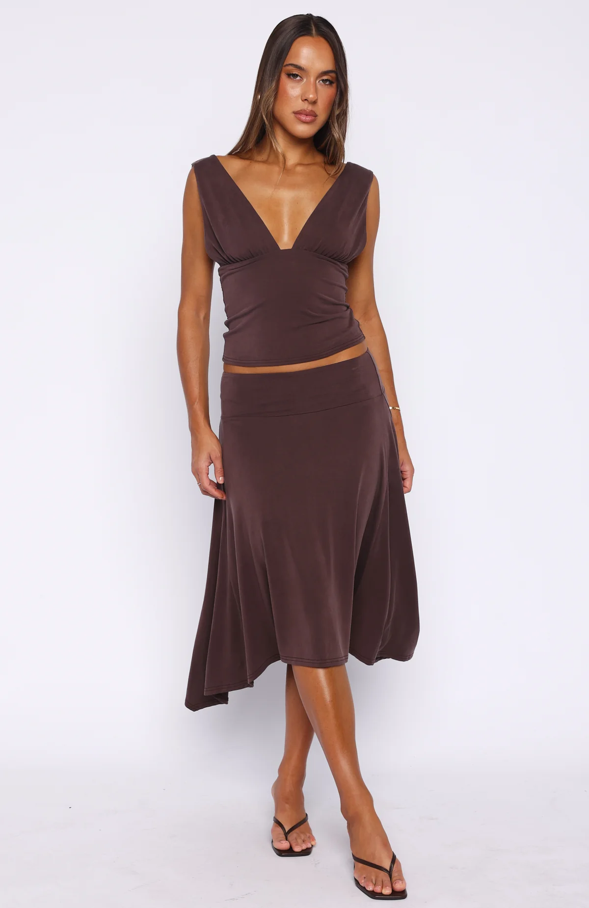 Tropic Drift Midi Skirt Chocolate - Image 2