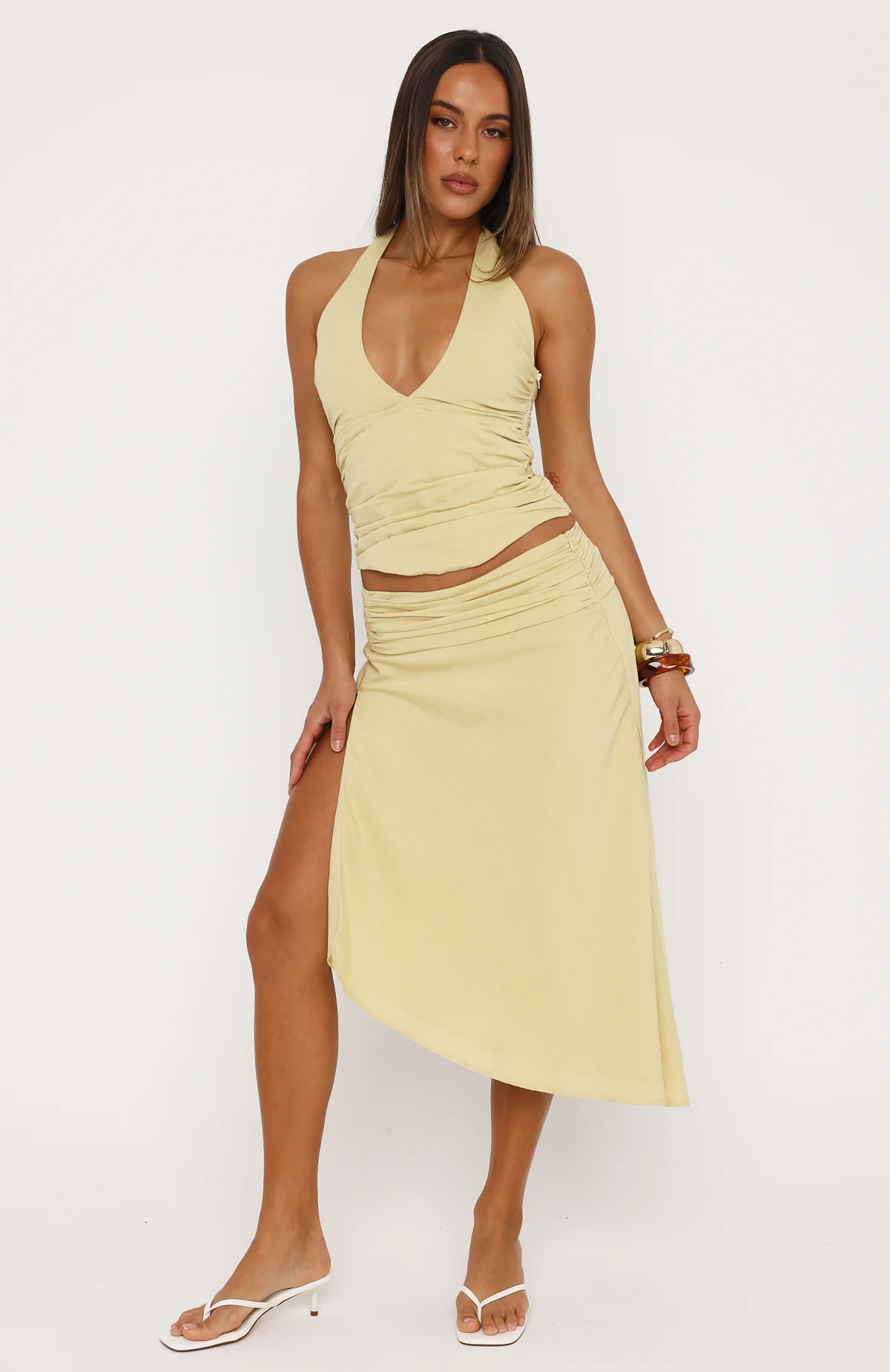Twist And Tease Midi Skirt Burnt Butter - Image 3