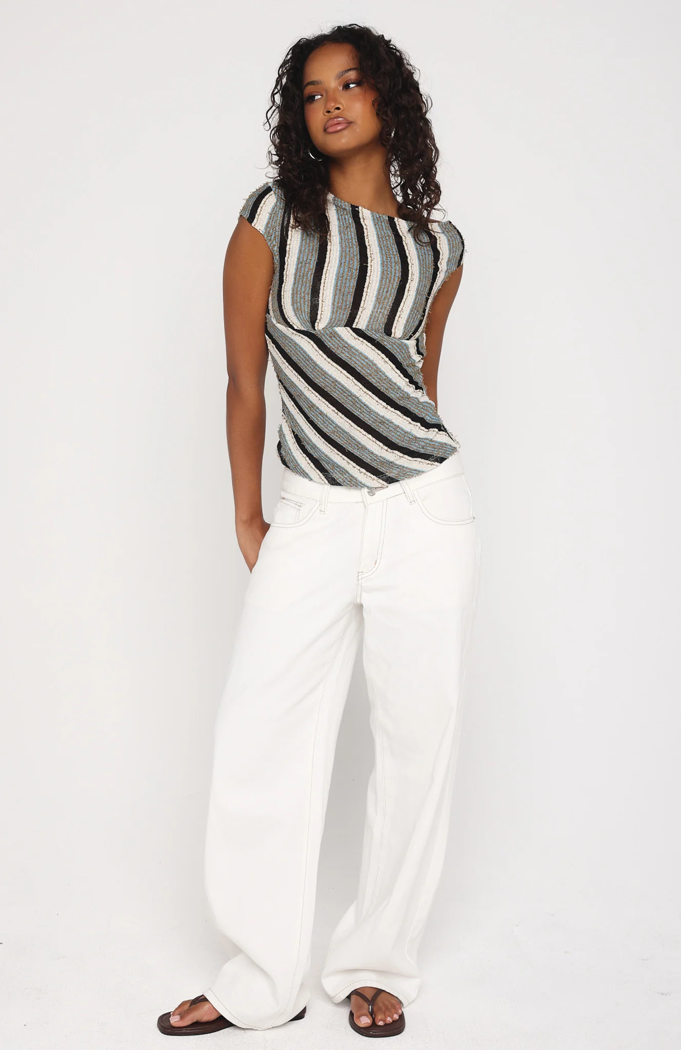 Waiting for Tomorrow Top Brown/Blue Stripe - Image 5