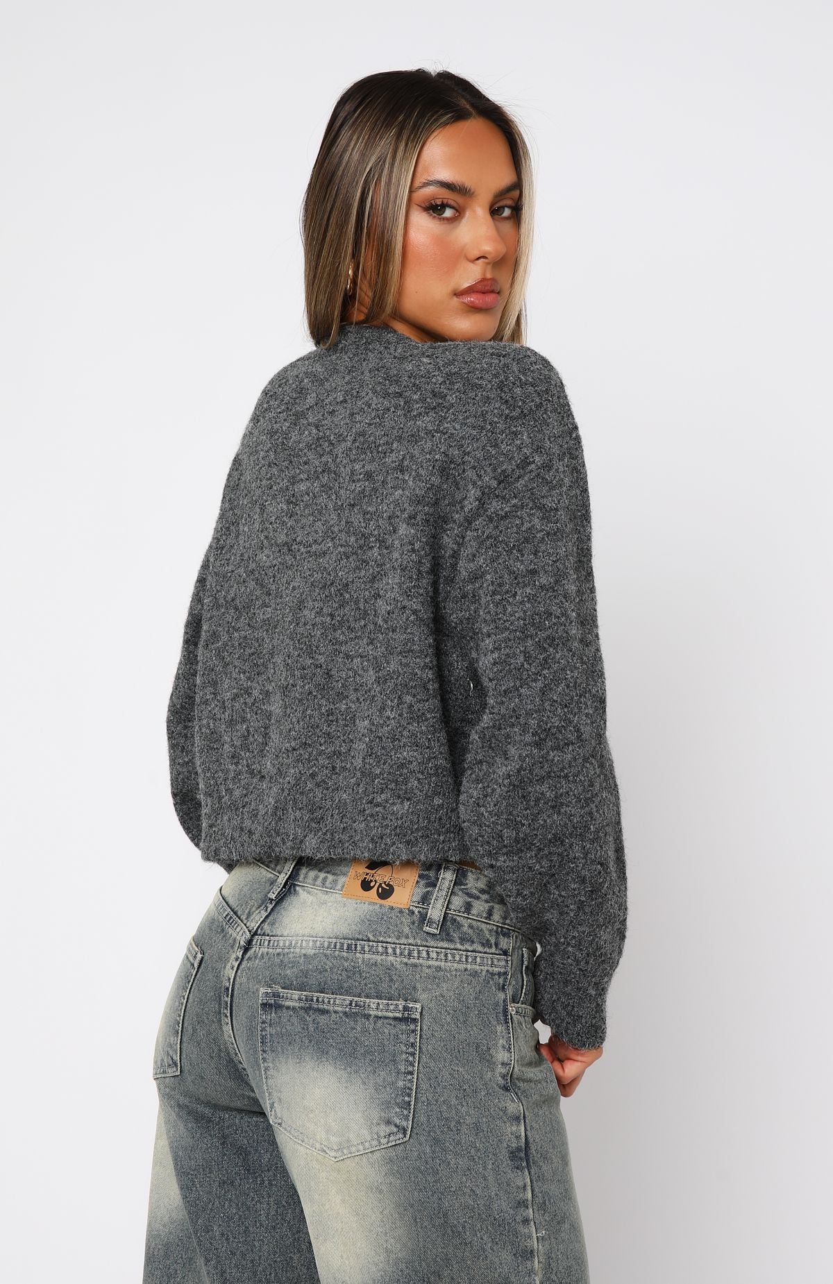 Warm Whispers Knit Cardigan Charcoal - Image 4